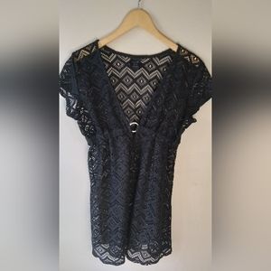 CATALINA Swim Cover Up Cute Black Lace Size Small